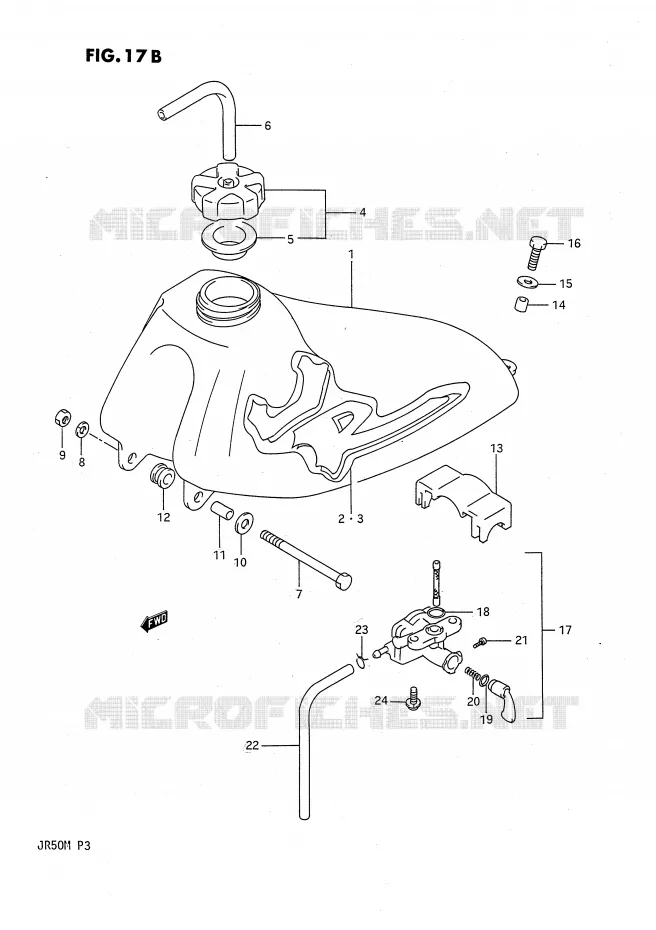 RESERVOIR D'ESSENCE (MODELE M) Suzuki MOTO 50 JR 1984  JR50E(P3)