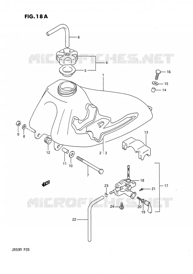 RESERVOIR D'ESSENCE (MODELE M) Suzuki MOTO 50 JR 1985  JR50F(P28)