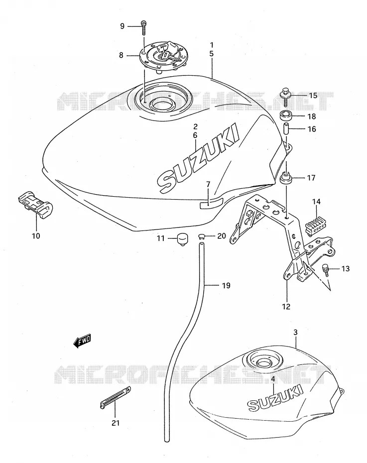 RESERVOIR D'ESSENCE (MODELE P/R/S/T) Suzuki MOTO 750 GSX-F 1992  GSX750FN(E28)