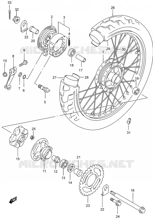 ROUE ARRIERE Suzuki MOTO 250 MARAUDER 2002  GZ250K2(K3)