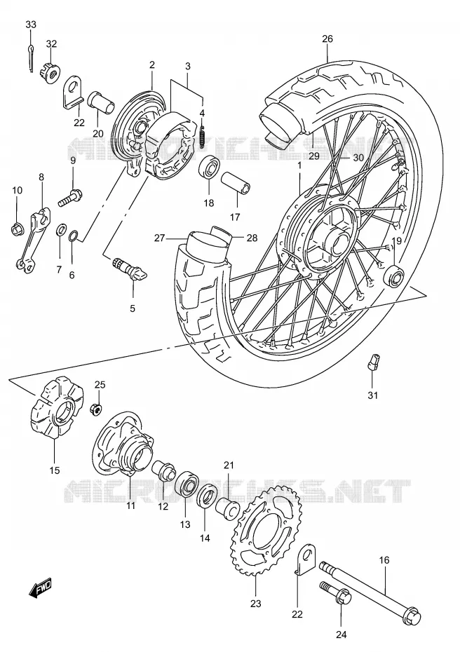 ROUE ARRIERE Suzuki MOTO 250 MARAUDER 2005  GZ250K5(P3)