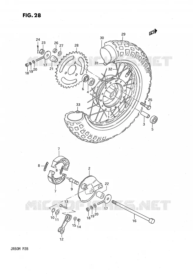 ROUE ARRIERE Suzuki MOTO 50 JR 1987  JR50H(P28)
