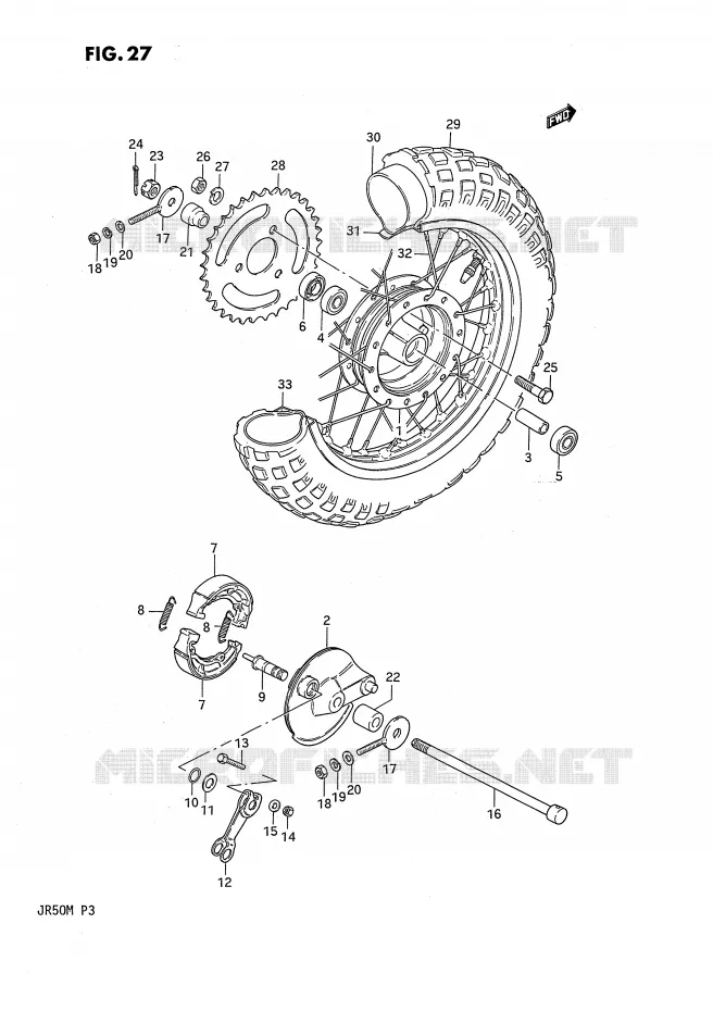 ROUE ARRIERE Suzuki MOTO 50 JR 1989  JR50K(P3)