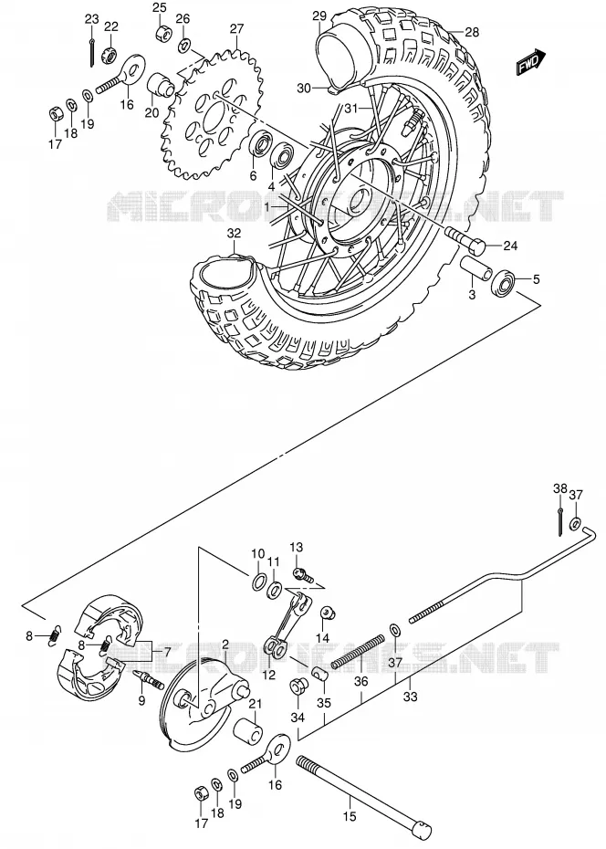 ROUE ARRIERE Suzuki MOTO 50 JR 2005  JR50K5(P3/P28)
