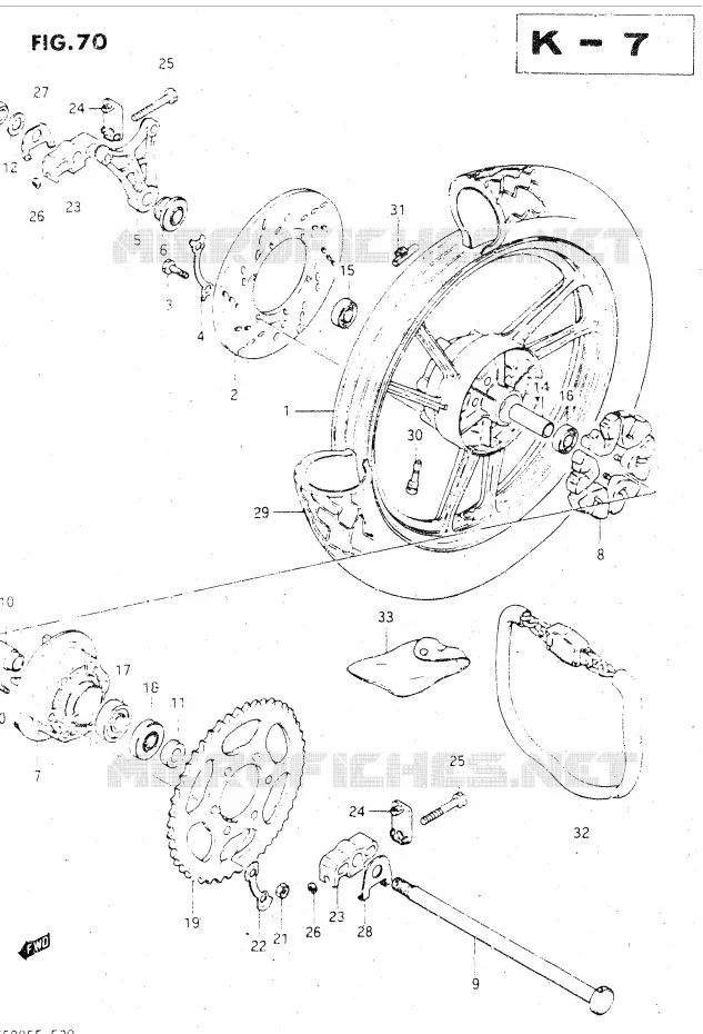 ROUE ARRIERE Suzuki MOTO 500 GSX-E 1985  GSX500ESF(E39)