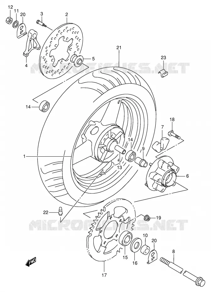 ROUE ARRIERE Suzuki MOTO 600 GSX-F 2001  GSX600FUK1(E2)