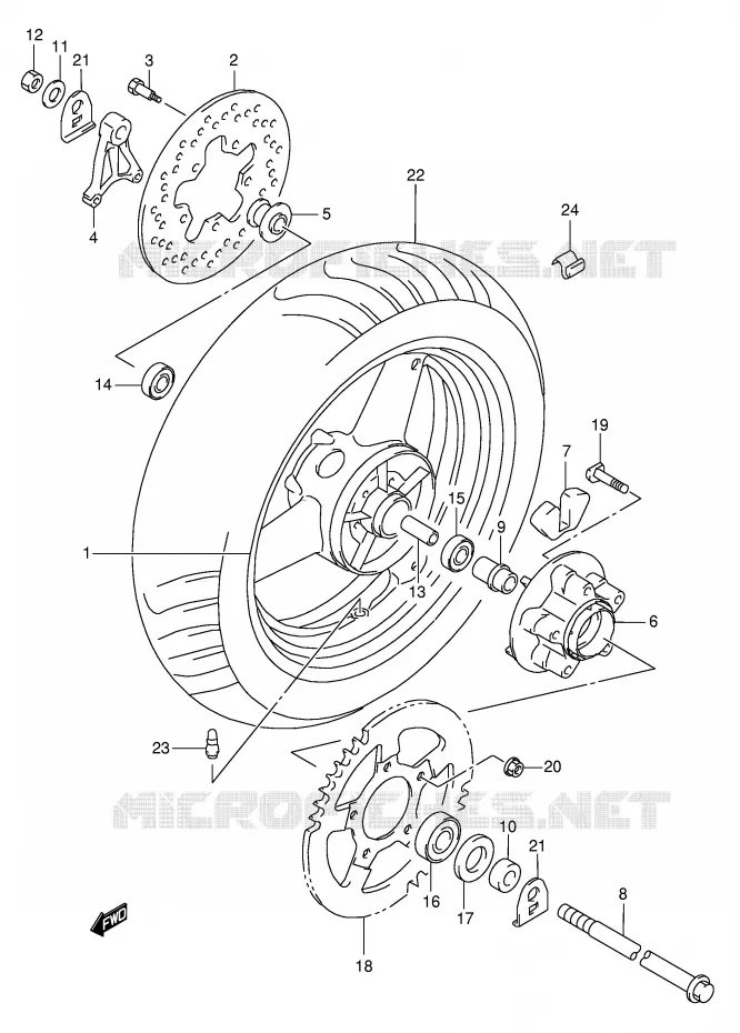 ROUE ARRIERE Suzuki MOTO 600 GSX-F 2004  GSX600FK4(E2)