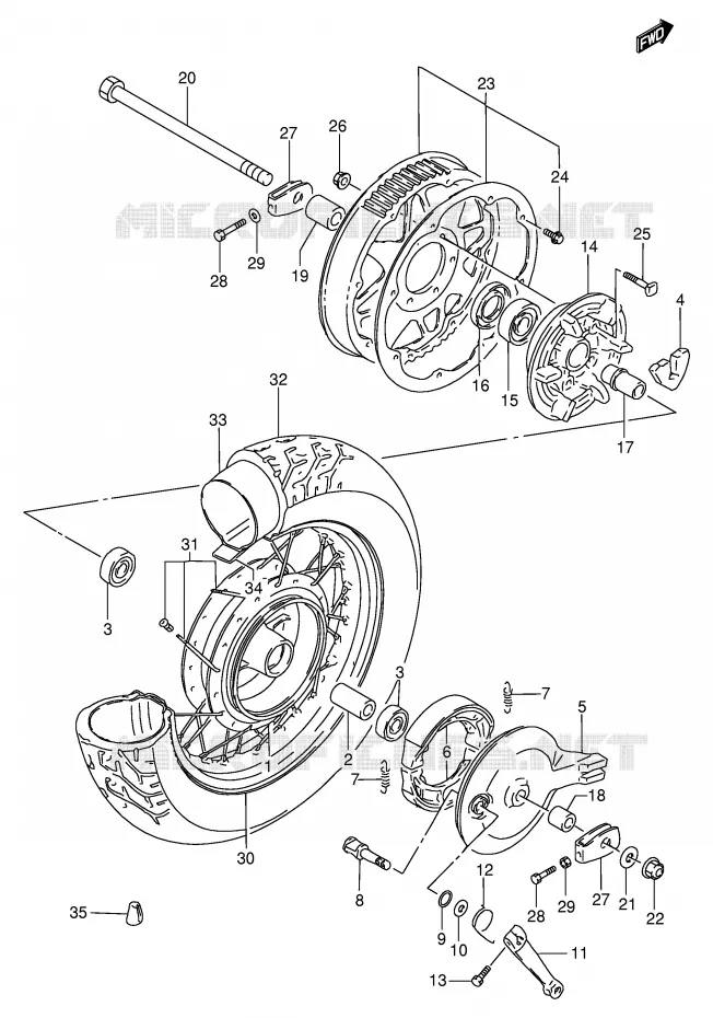 ROUE ARRIERE Suzuki MOTO 650 SAVAGE 2002  LS650PK2(E2)