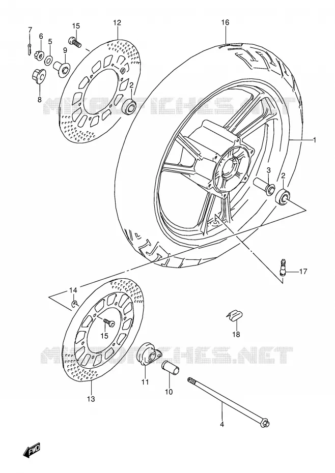 ROUE AVANT (MODELE J) Suzuki MOTO 600 GSX-F 1992  GSX600FN(E2)