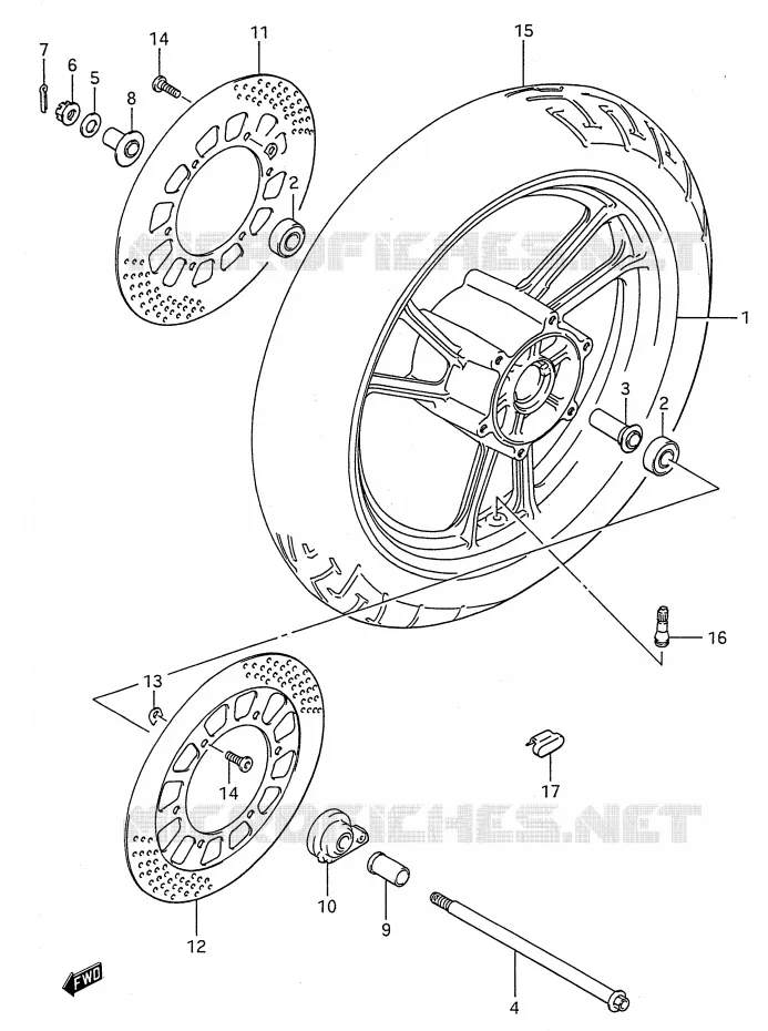 ROUE AVANT (MODELE J) Suzuki MOTO 600 GSX-F 1993  GSX600FP(E28)