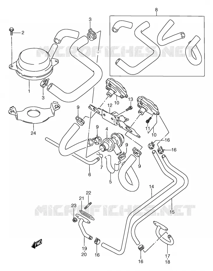 SYSTÈME DE RECYCLAGE GAZ D'ECHAPPEMENT (E18,MODELE N E39) Suzuki MOTO 750 GSX-F 1995  GSX750FS(E2)
