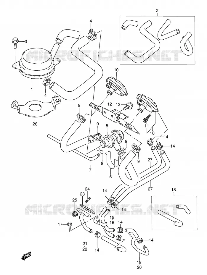 SYSTÈME DE RECYCLAGE GAZ D'ECHAPPEMENT (MODELE K/L/M/N E18) Suzuki MOTO 600 GSX-F 1993  GSX600FP(E2)