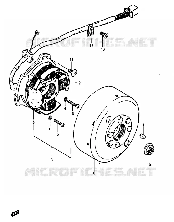 ALLUMAGE ROTOR - STATOR (MODELE D/E/F/G/J) Suzuki MOTO 50 RG 1985  RG50F(D/E/F/1/G/J/K)