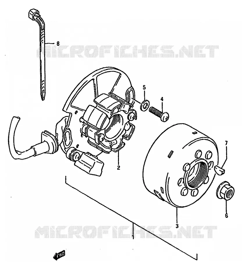 ALLUMAGE ROTOR - STATOR (MODELE H/J) Suzuki MOTO 125 RM 1988  RM125J(G/H/J)