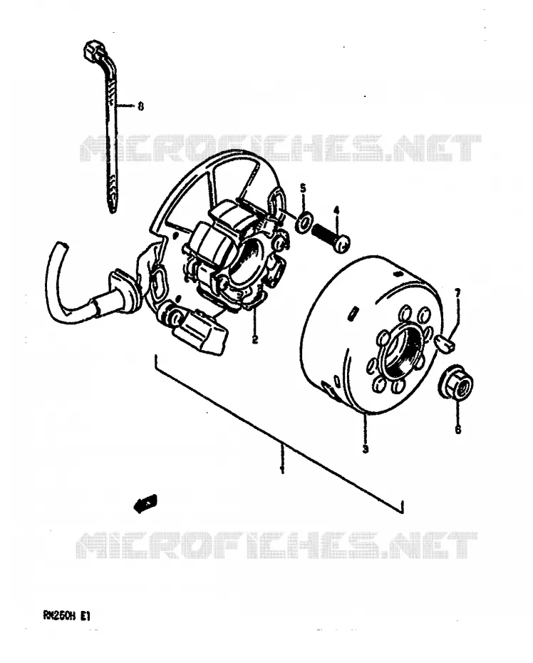 ALLUMAGE ROTOR - STATOR (MODELE H) Suzuki MOTO 250 RM 1987  RM250H(G/H)