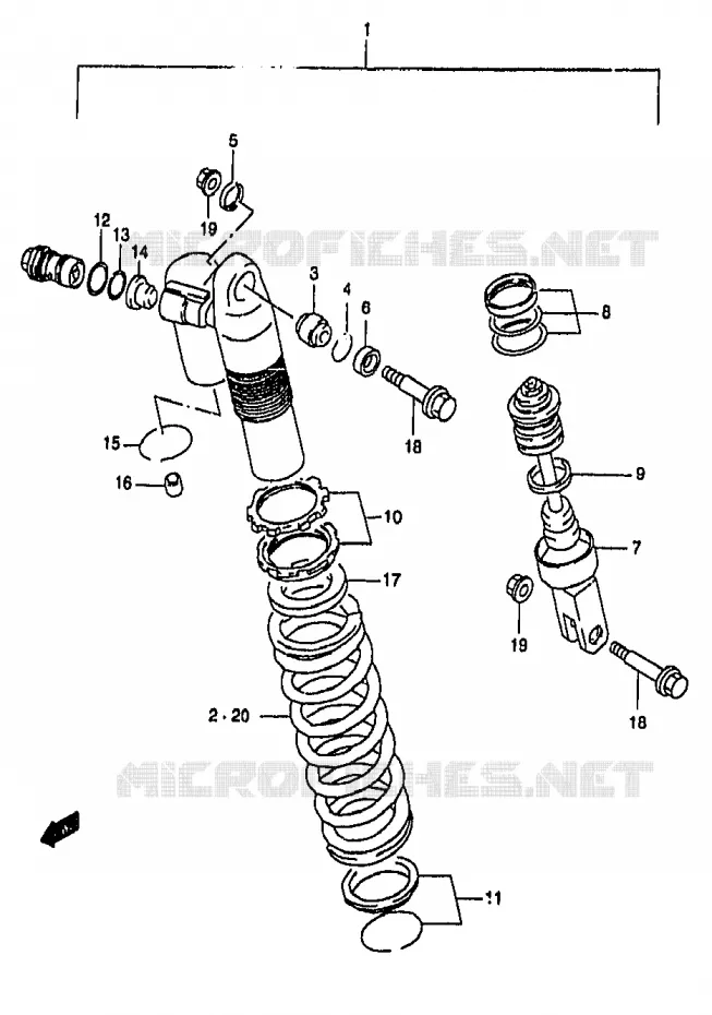 AMORTISSEUR (MODELE W) Suzuki MOTO 250 RM 1997  RM250V(T/V/W/X/Y)