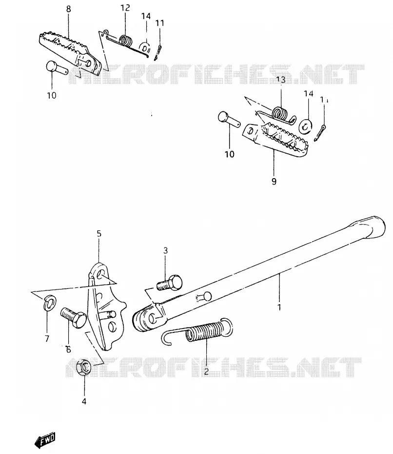 BEQUILLE - REPOSE PIED Suzuki MOTO 465 RM 1981  RM465X(X/Z)