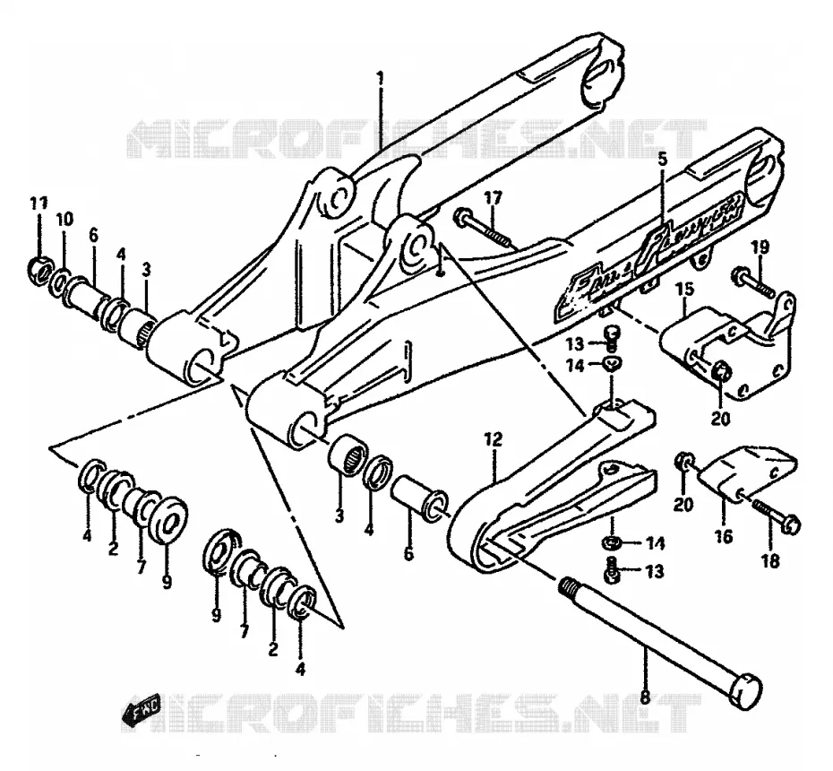 BRAS OSCILLANT ARRIERE (MODELE J) Suzuki MOTO 125 RM 1986  RM125G(G/H/J)