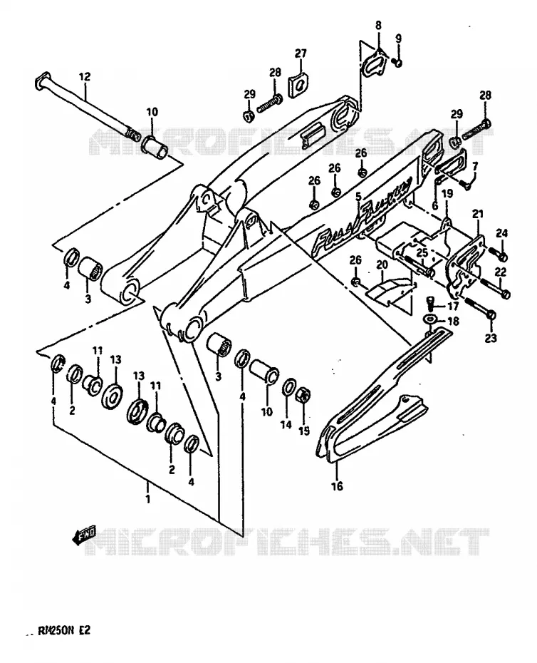 BRAS OSCILLANT ARRIERE (MODELE K/L) Suzuki MOTO 250 RM 1990  RM250L(K/L/M/N)