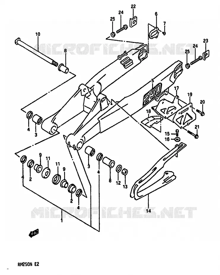 BRAS OSCILLANT ARRIERE (MODELE N) Suzuki MOTO 250 RM 1992  RM250 N (E02,E04,E24)