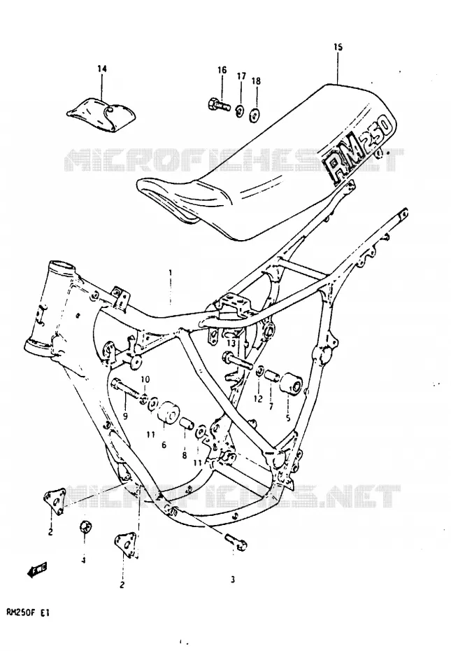 CADRE - SELLE Suzuki MOTO 250 RM 1984  RM250E(E/F)