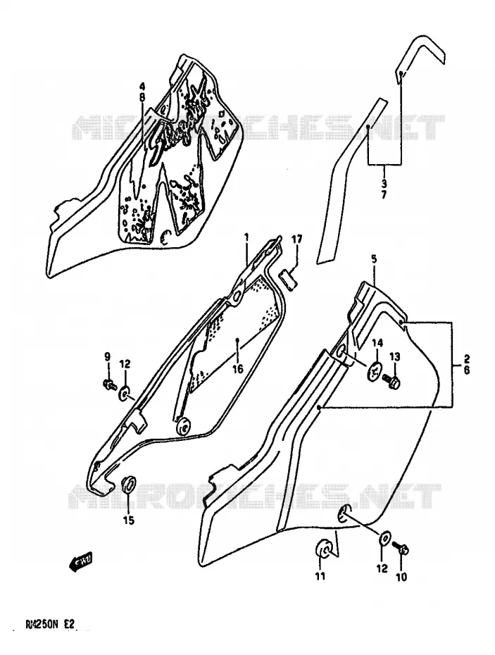 CARENAGES ARRIERE  (MODELE K/L/M) Suzuki MOTO 250 RM 1990  RM250L(K/L/M/N)