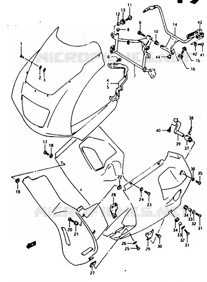 CARENAGES ET SUPPORTS AVANT Suzuki MOTO 125 RG 1992  RG125FN(N/P/R)