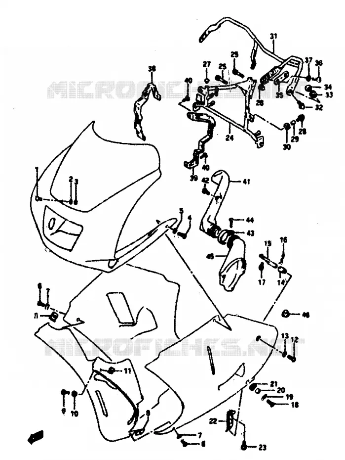 CARENAGES ET SUPPORTS AVANT Suzuki MOTO 250 RG 1990  RGV250L