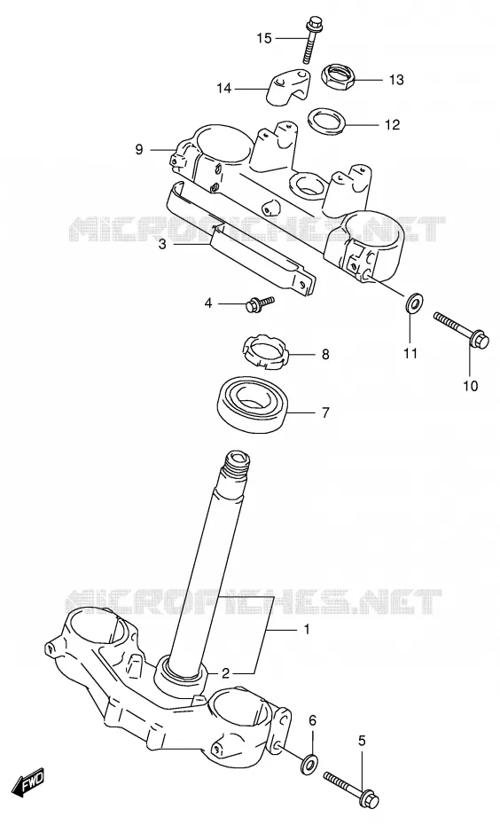 COLONNE DE DIRECTION (MODELE T/V/W) Suzuki MOTO 125 RM 2000  RM125Y(E2)