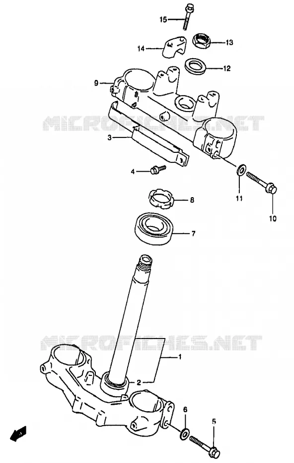 COLONNE DE DIRECTION (MODELE T/V/W) Suzuki MOTO 250 RM 1999  RM250X(T/V/W/X/Y)