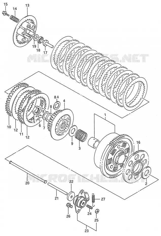 EMBRAYAGE (MODELE N/P/R/S/T) Suzuki MOTO 600 GSX-F 1990  GSX600FU2L(E28)