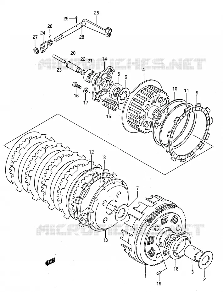 EMBRAYAGE Suzuki MOTO 650 BOULEVARD 1990  LS650PL(E28)