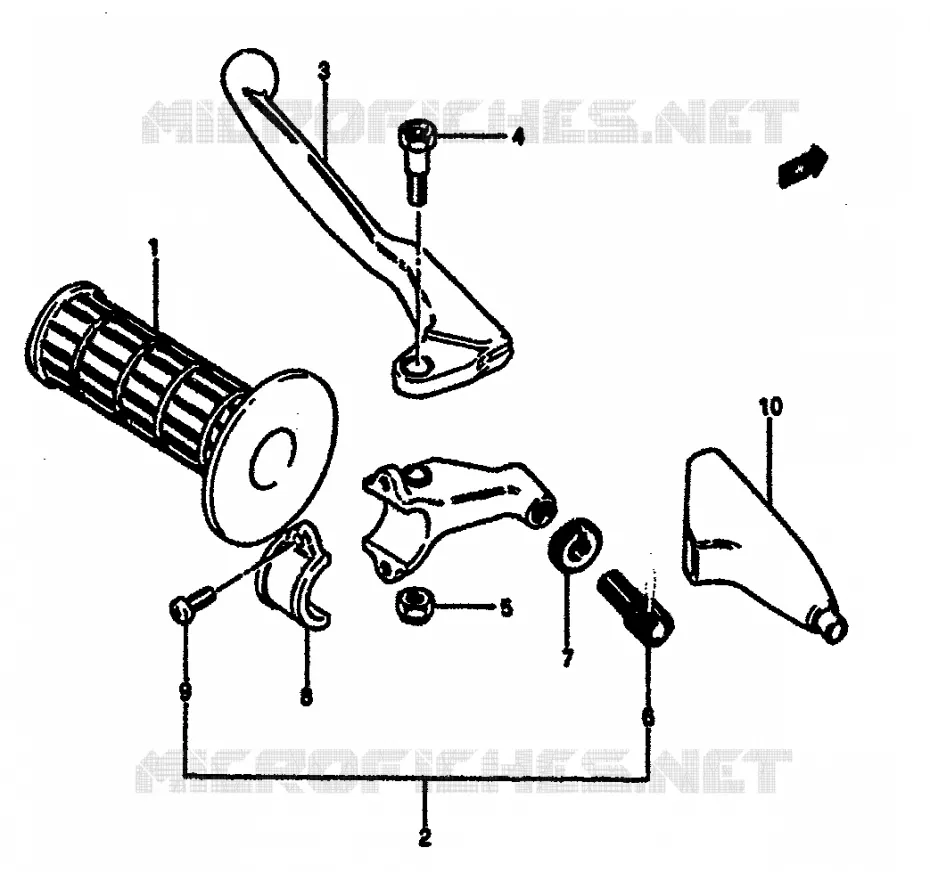 ENSEMBLE LEVIER - POIGNEE GAUCHE (MODELE F) Suzuki MOTO 125 RM 1984  RM125E(E/F)