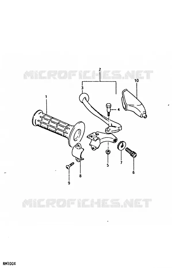 ENSEMBLE LEVIER - POIGNEE GAUCHE (RM100X) Suzuki MOTO 100 RM 1999  RM100X(N/T/X)