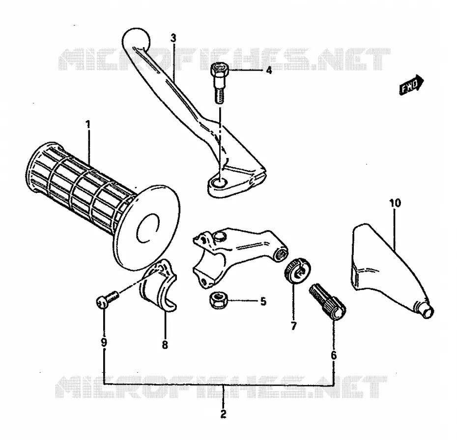ENSEMBLE LEVIER - POIGNEE GAUCHE Suzuki MOTO 125 RM 1987  RM125H(G/H/J)