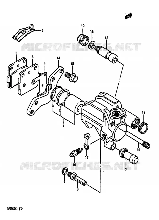 ETRIER DE FREIN ARRIERE Suzuki MOTO 250 RM 1988  RM250J