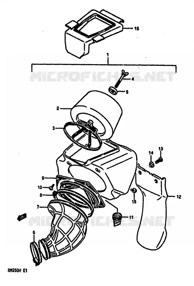 FILTRE A AIR (MODELE H) Suzuki MOTO 250 RM 1987  RM250H(G/H)