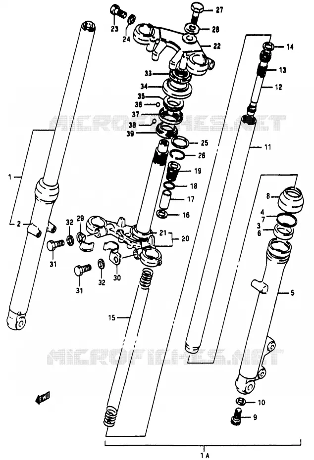 FOURCHE AVANT (MODELE K) Suzuki MOTO 50 RG 1985  RG50F(D/E/F/1/G/J/K)