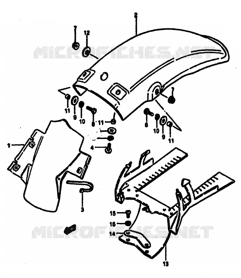 GARDE BOUE ARRIERE Suzuki MOTO 125 RM 1985  RM125F(E/F)
