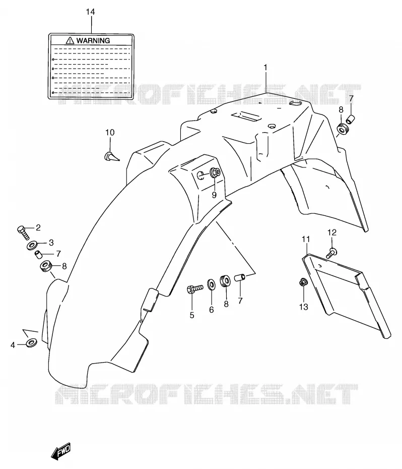 GARDE BOUE ARRIERE Suzuki MOTO 80 RG 1987  RG80CH(E4)