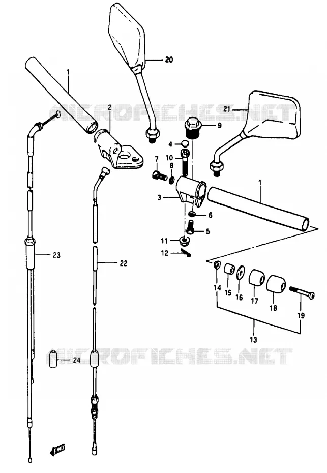 GUIDON (MODELE D F.NO.111266~ / MODELE E/F/G/J/K) Suzuki MOTO 50 RG 1986  RG50G(D/E/F/1/G/J/K)