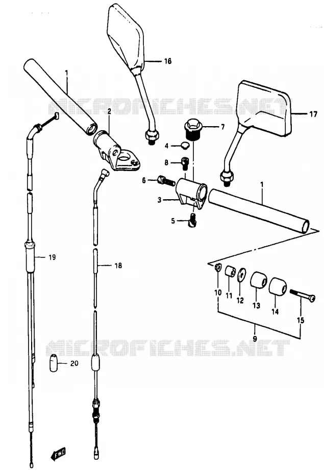 GUIDON (MODELE D ~F.NO.111265) Suzuki MOTO 50 RG 1983  RG50WD(D/E/F/1/G/J/K)