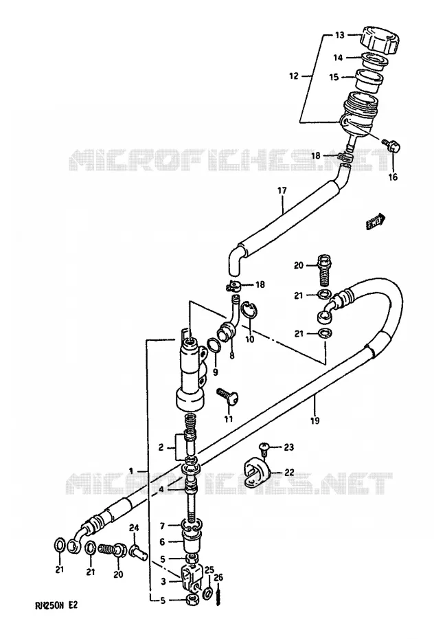 MAITRE CYLINDRE ARRIERE (MODELE L) Suzuki MOTO 250 RM 1992  RM250N(K/L/M/N)