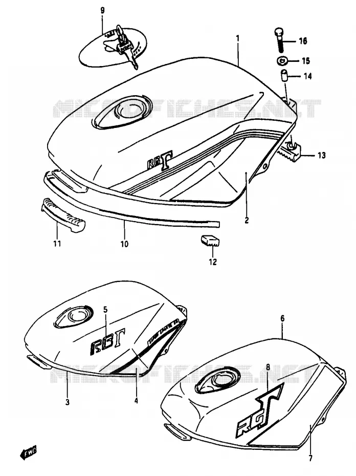 RESERVOIR D'ESSENCE (MODELE J/K) Suzuki MOTO 50 RG 1985  RG50F1(D/E/F/1/G/J/K)