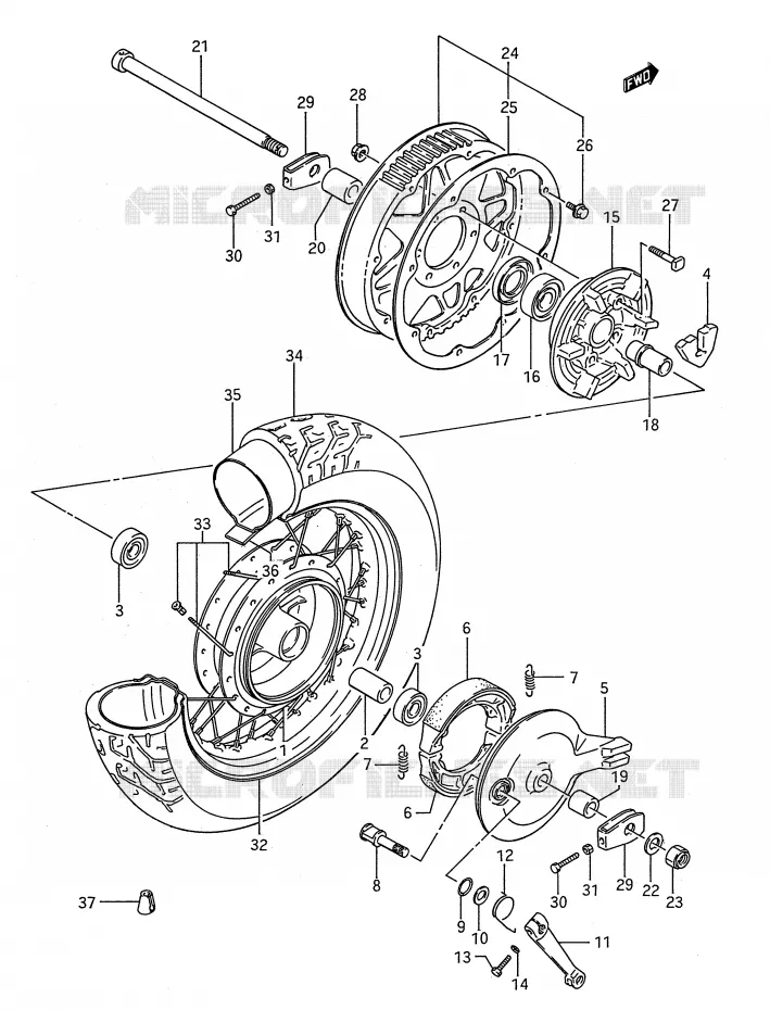 ROUE ARRIERE Suzuki MOTO 650 BOULEVARD 1991  LS650M(E28)