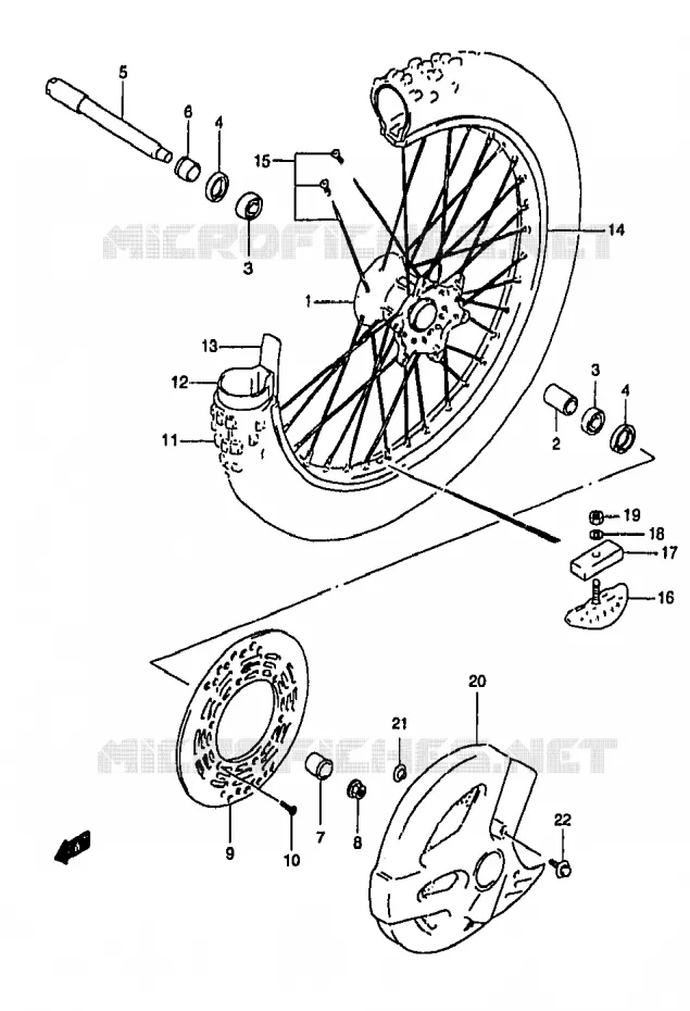 ROUE AVANT (MODELE T) Suzuki MOTO 250 RM 1999  RM250X(T/V/W/X/Y)
