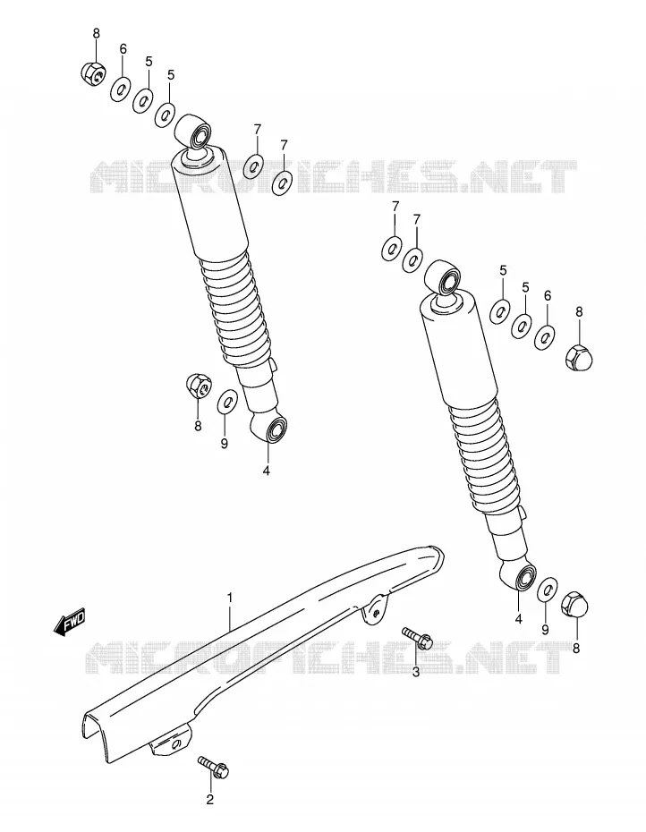 AMORTISSEUR ARRIERE (E71,E94,P9,P94) Suzuki MOTO 115 AP 1999  AX115X(E71)