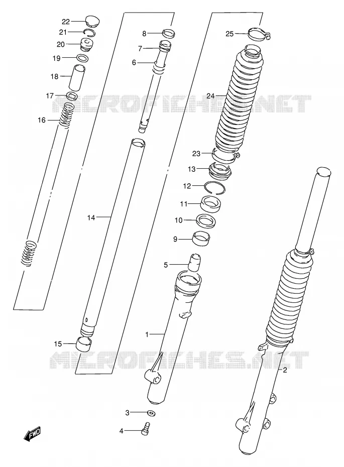 AMORTISSEUR AVANT Suzuki MOTO 200 DF 2000  DF200EY