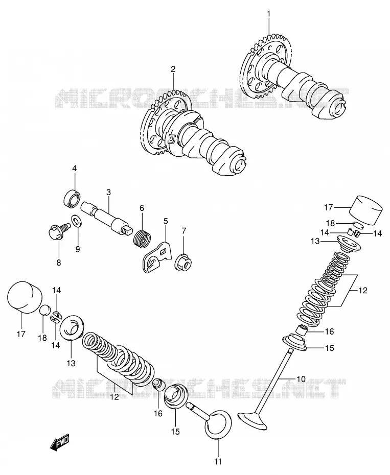ARBRE A CAMES - SOUPAPES Suzuki MOTO 400 DR-Z 2001  DR-Z400K1(E1)