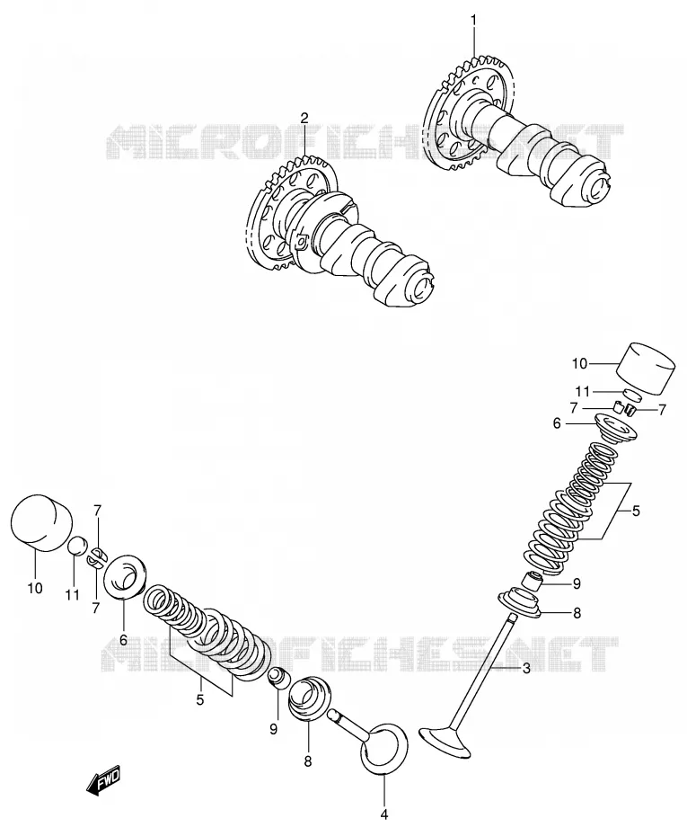 ARBRE A CAMES - SOUPAPES Suzuki MOTO 400 DR-Z 2001  DR-Z400SK1(E2)